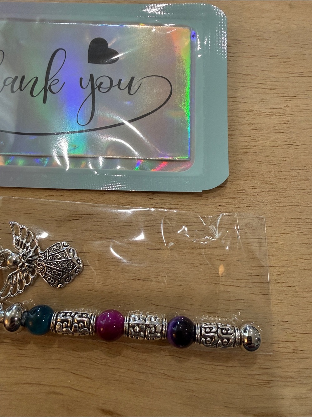 Beaded Angel Keychain with Silver Accents - Multicolor - Picture 2 of 9